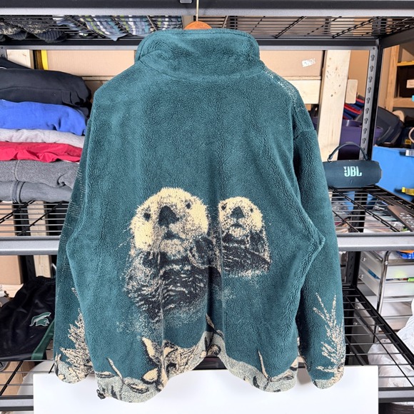 otter AOP Fleece Jacket Full Zip Seal Nature Scene Mens XLOcean East Sportswear - Picture 2 of 6